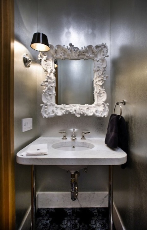Silver Quatrefoil Mirror Contemporary Bathroom Holly Bender