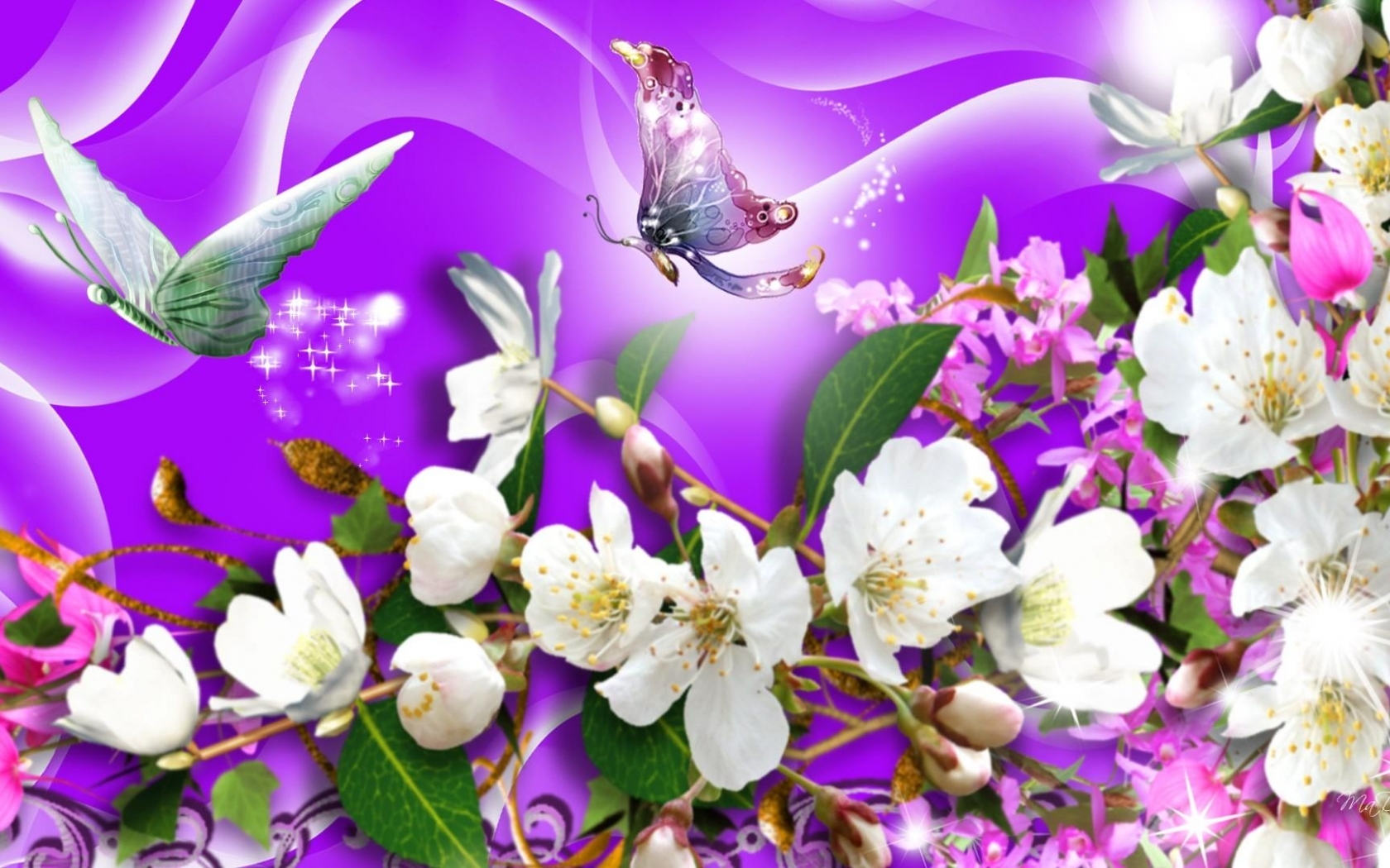 Purple Butterflies HD Wallpaper