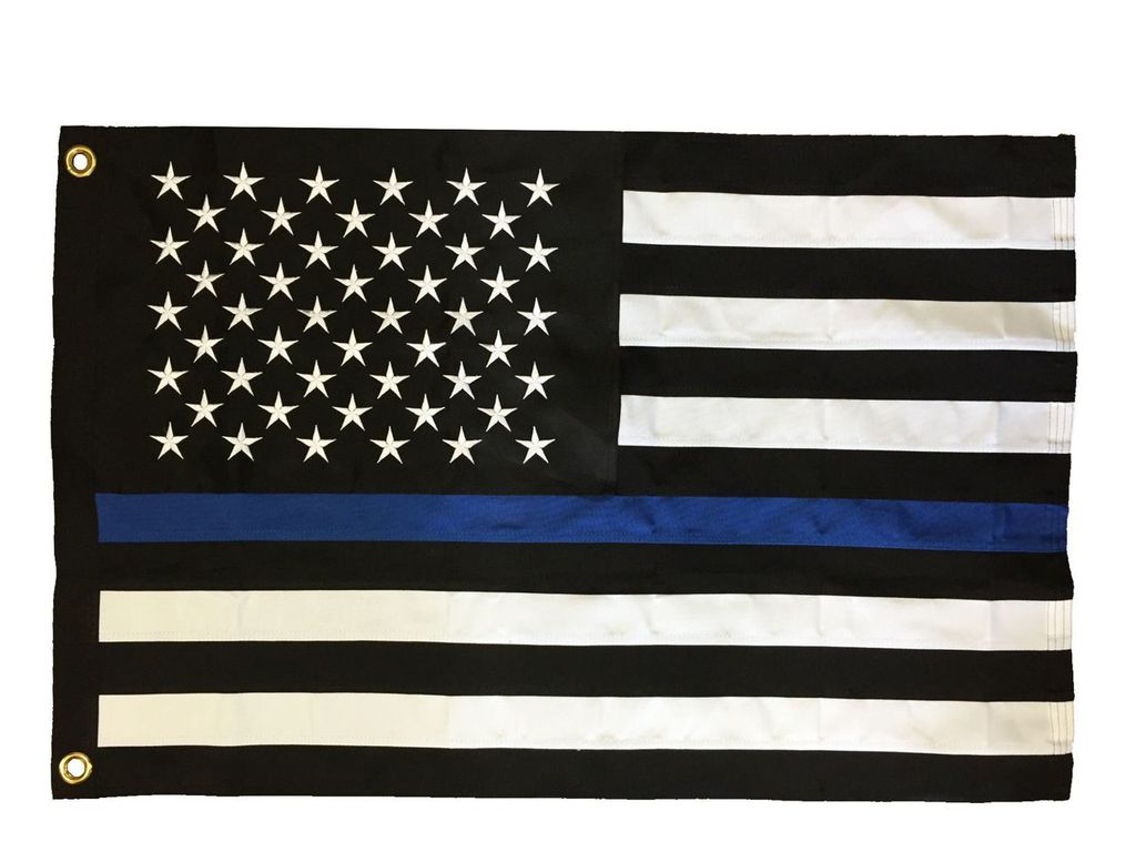 Police Thin Blue Line Black White American Flag 2x3 2 Ply 1024x768