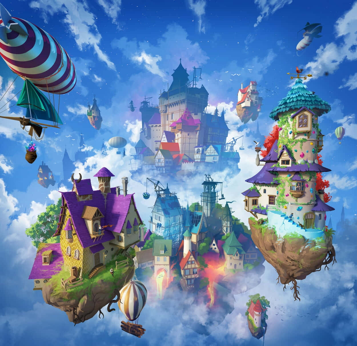Floating Island Background Wallpaper