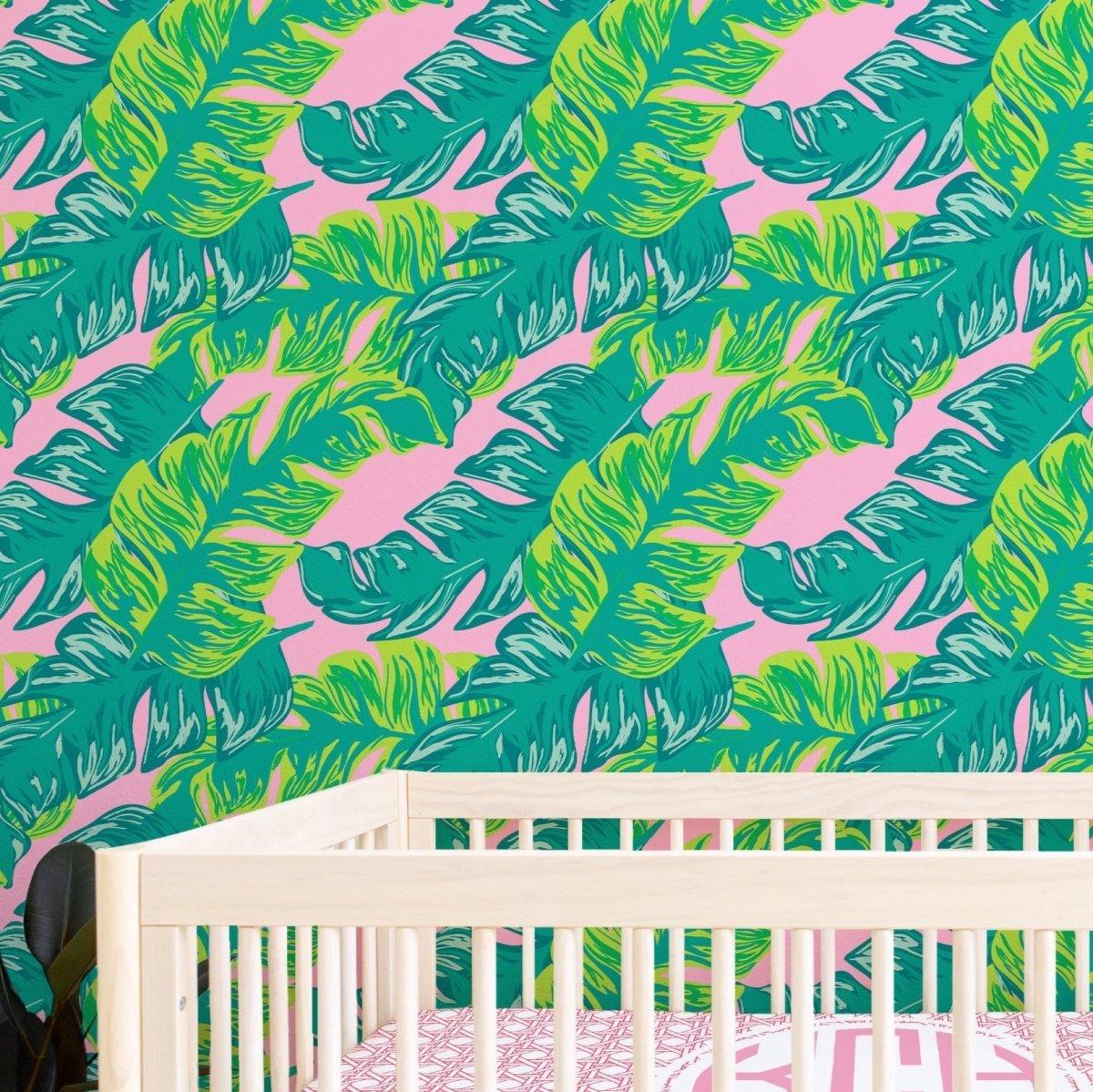 Preppy Summer Palm Leaf Removable Wallpaper