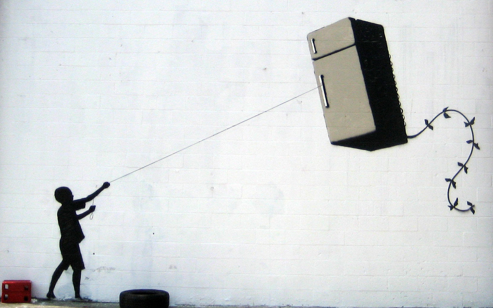 Banksy Wallpaper Kid Kite Fridge Xouva