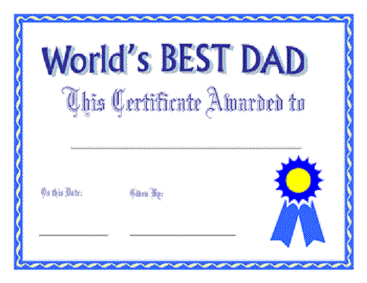 Printable World S Best Dad Certificate Of Father Day Wishes