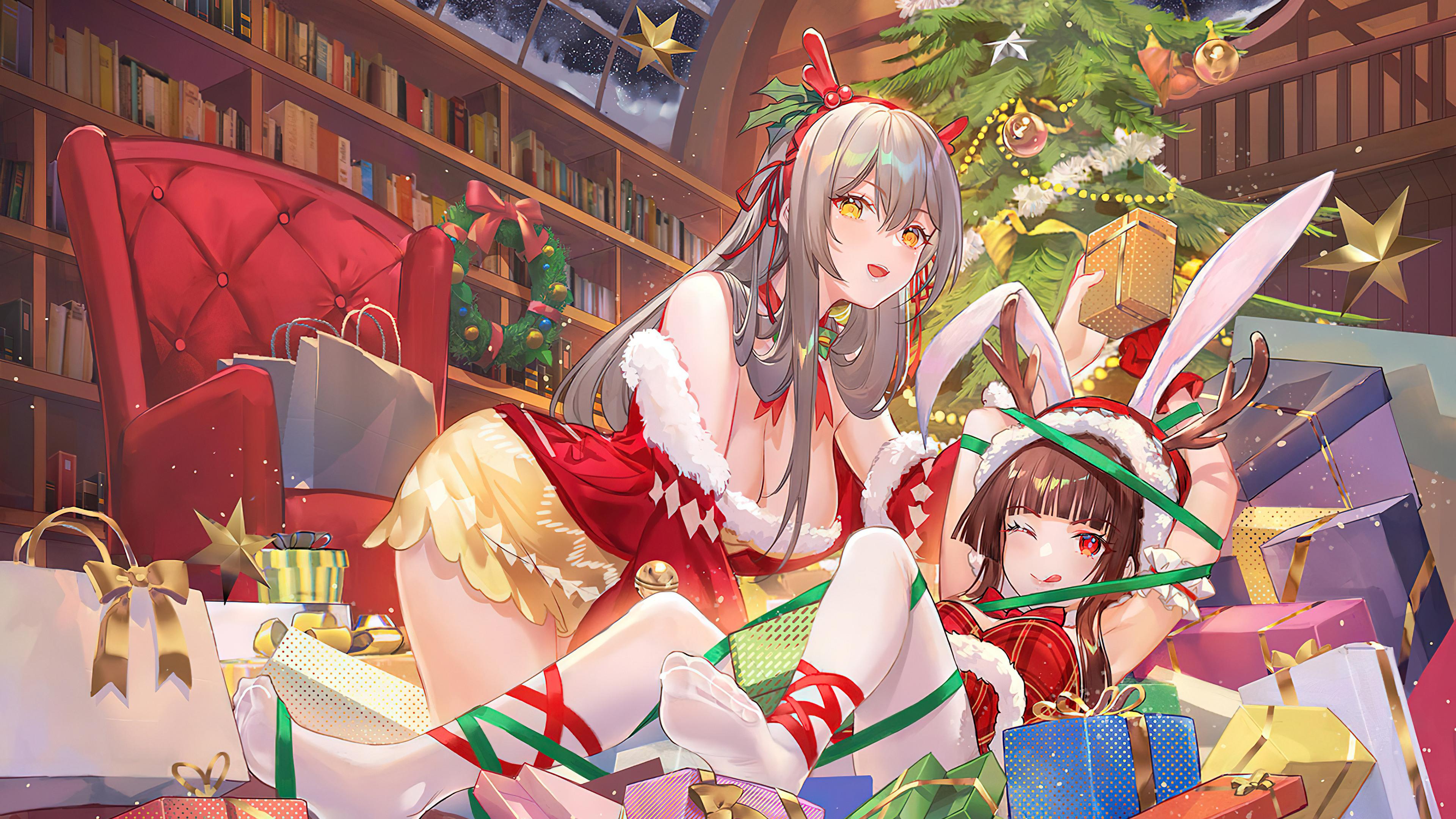 Christmas Tree Gifts Anime Girls 4k Wallpaper iPhone HD Phone 8170h