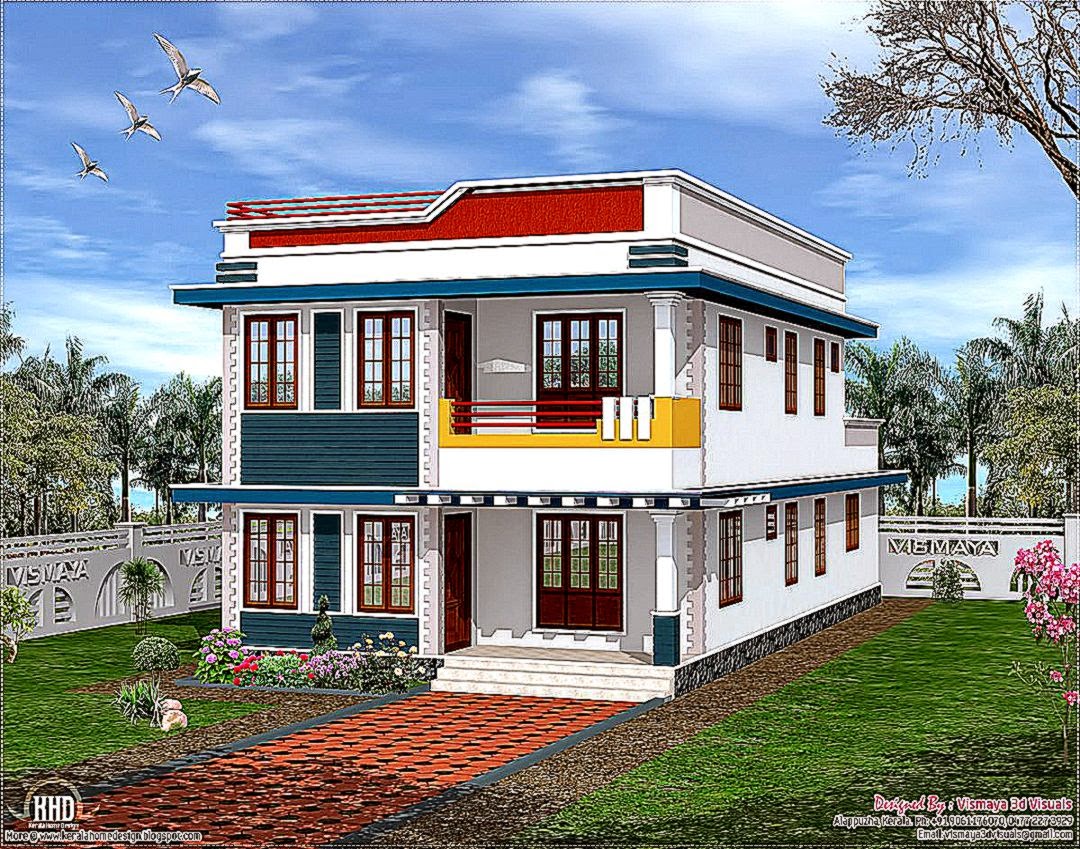 Classic Housing Village House Elevation With Large