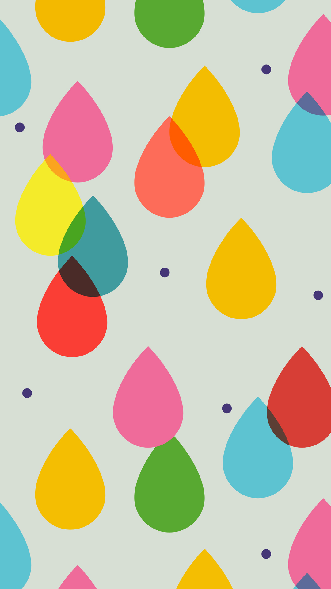 Cartoon Colorful Rain Drops iPhone Wallpaper