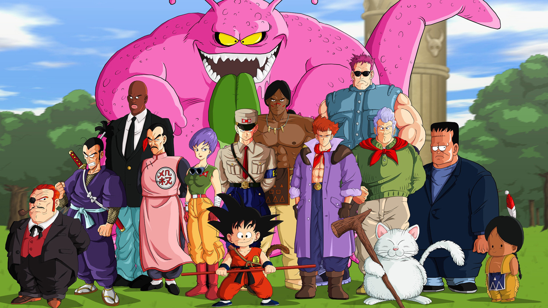 Epic Dragon Ball HD Wallpaper Featuring Iconic Characters