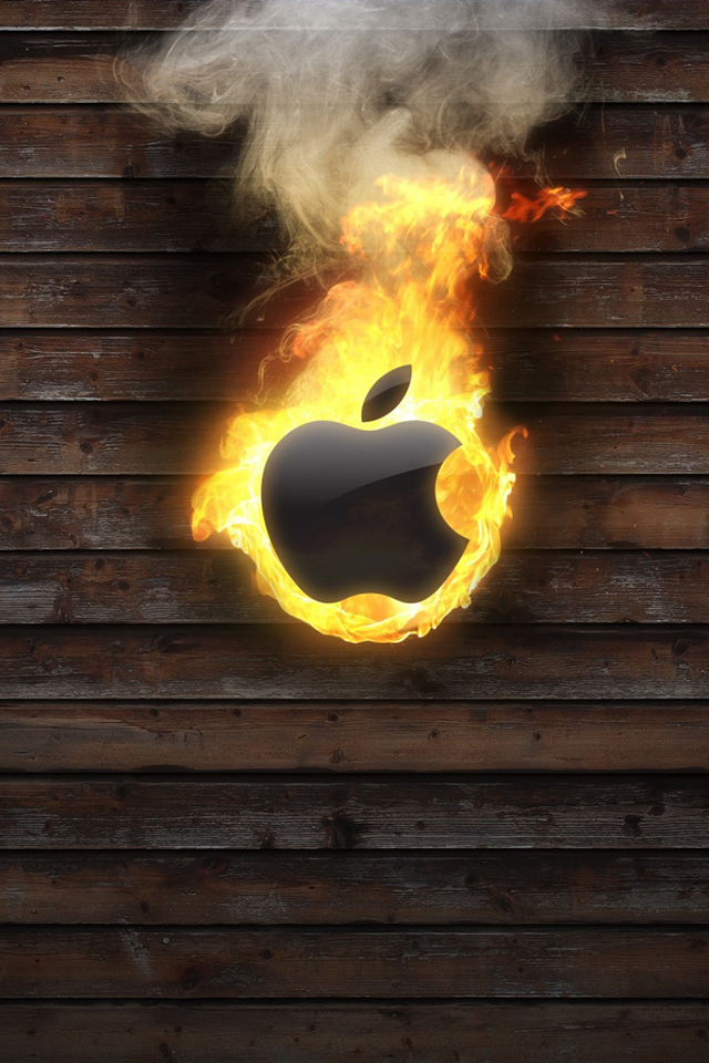 Apple Logo On Fire Simply Beautiful iPhone Wallpaper