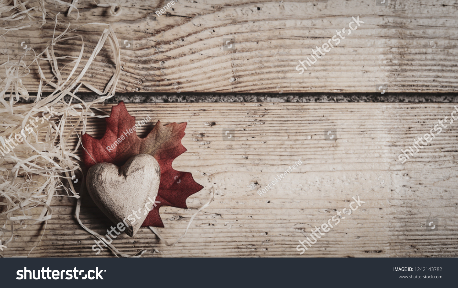 Thanksgiving Romatic Valentine Background Wood Heard Stock Photo