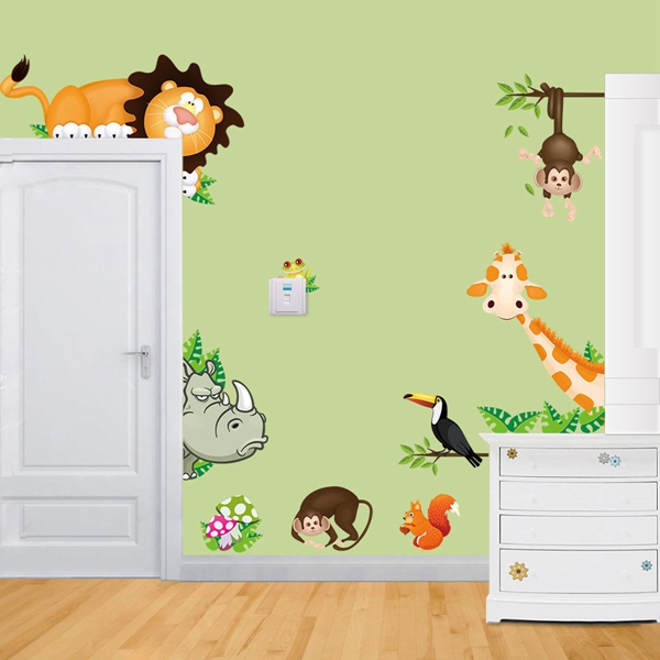 Jungle Wild Animals Wall Sticker Wallpaper For Kids Baby Nursery Room