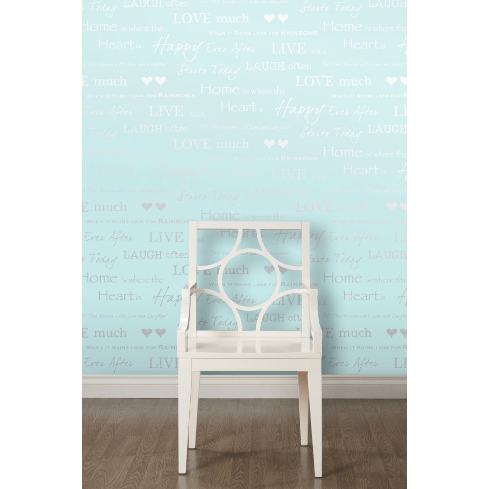 Love Wallpaper Shimmer Wall Quotes Teal Silver