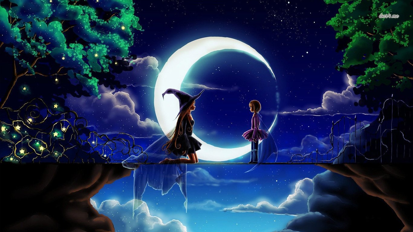 Free Download Magical Night Anime Wallpaper 1366x768 Iwallhd
