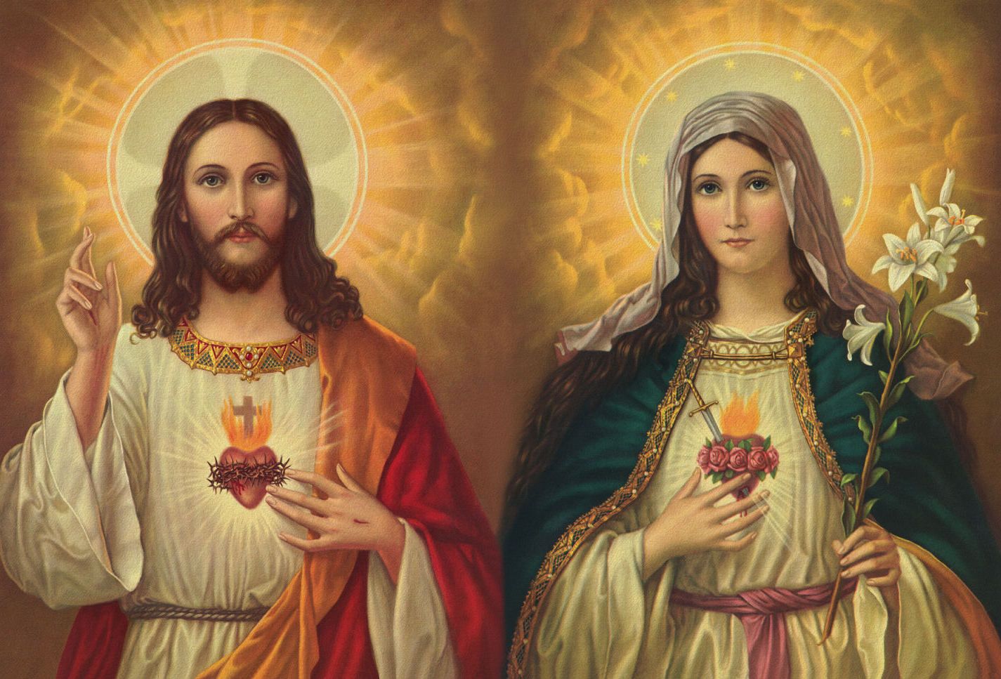 Image For Sacred Heart Of Jesus And Mary Wallpaper