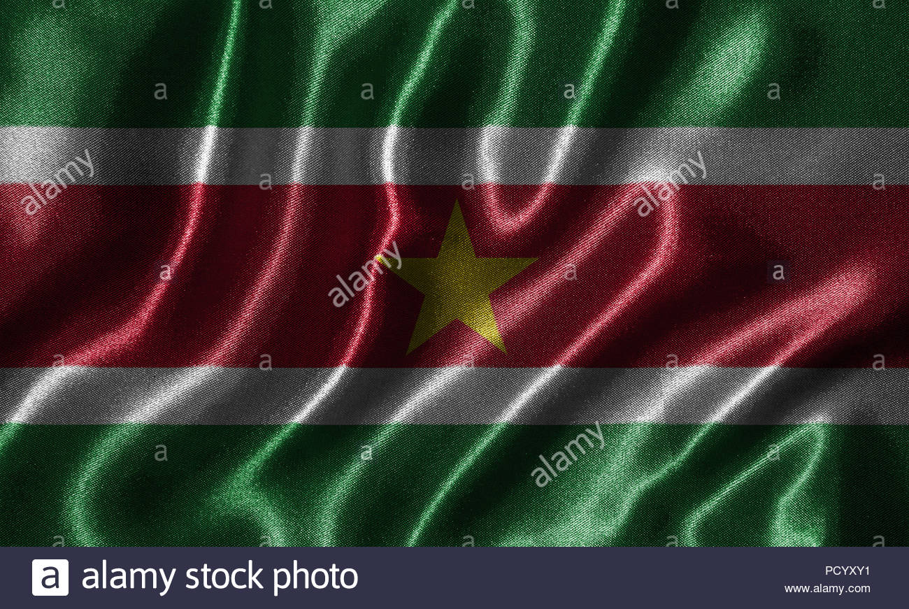 Suriname Flag Fabric Of Country Background And