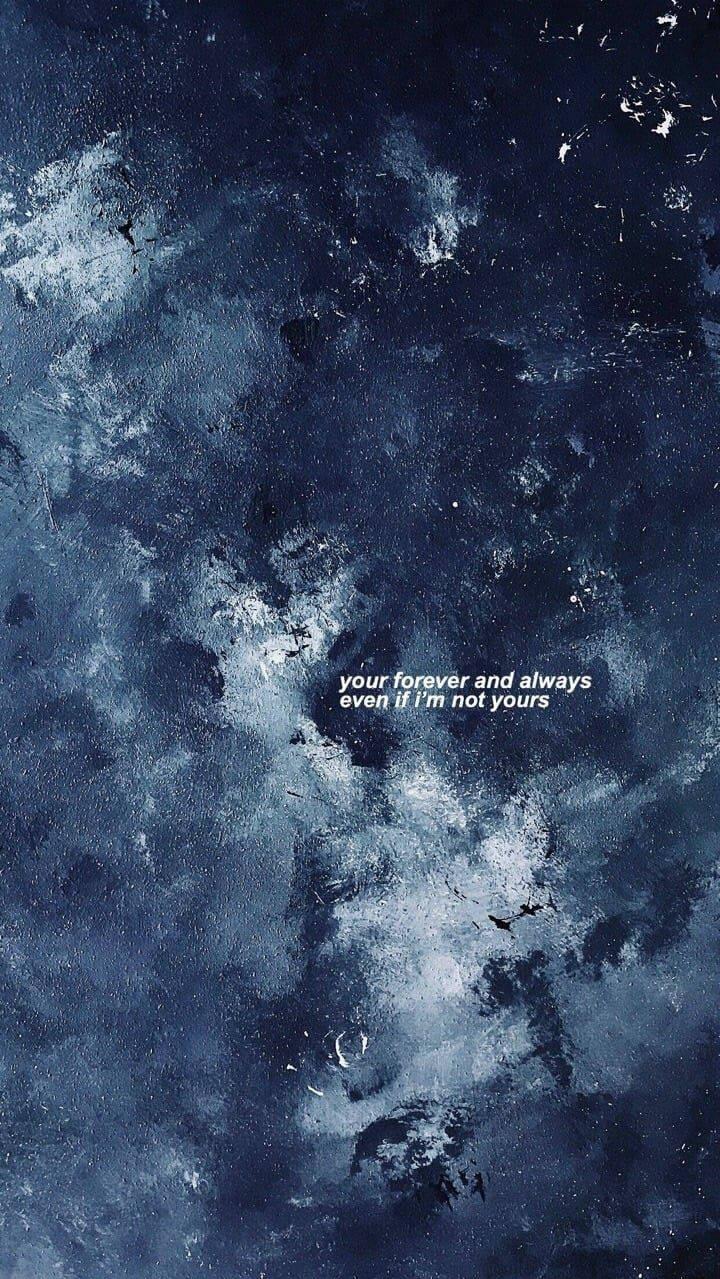 Murky White And Blue Aesthetic Quote iPhone Wallpaper