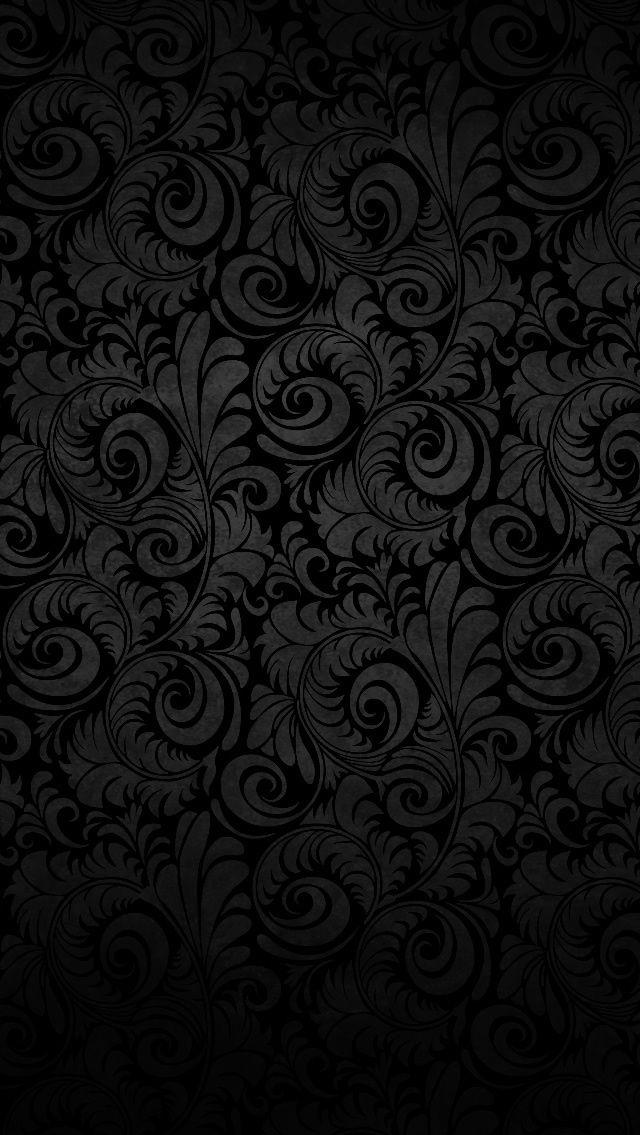 Curly Leaves iPhone Wallpaper Black HD