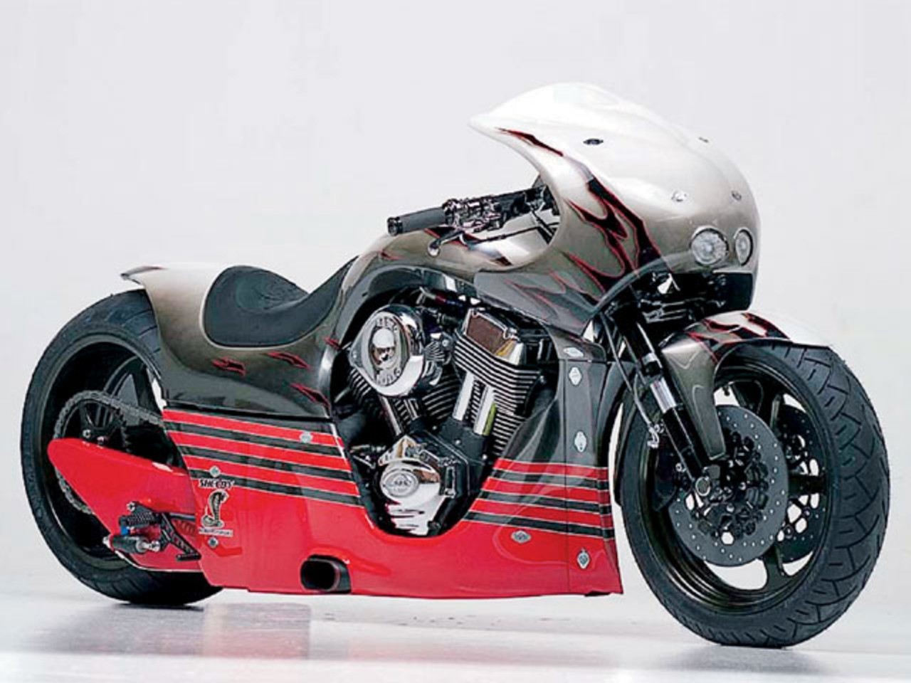 Custom Black Chopper Motorcycles Wallpaper