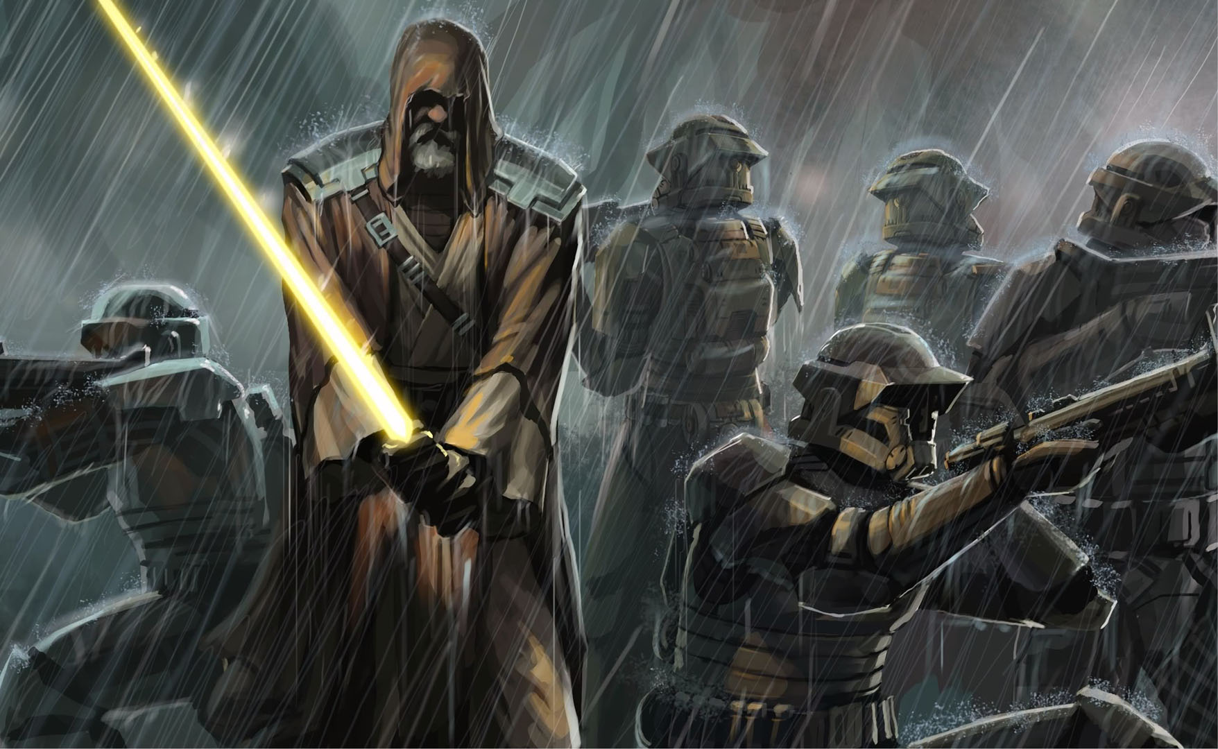 In The Rain Action Games Wallpaper Image Featuring Star Wars