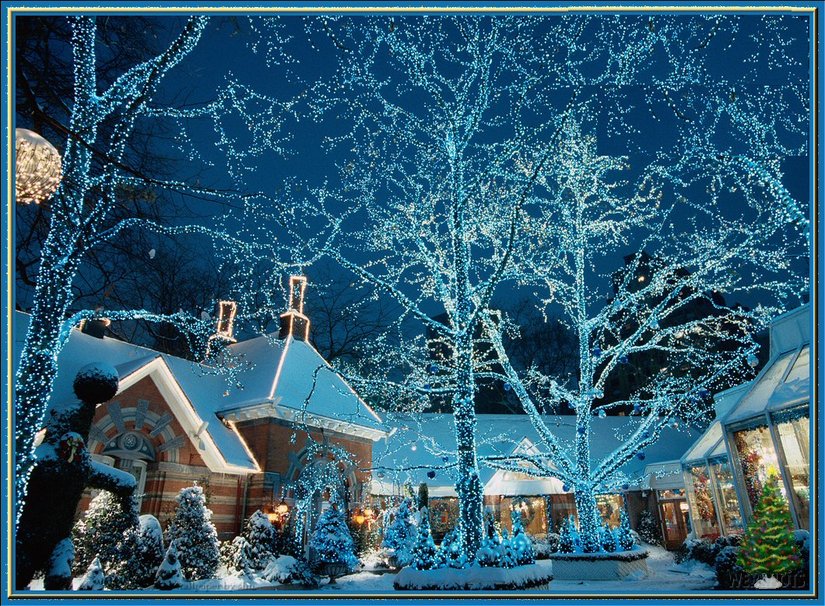 Blue Village For Christmas Wallpaper