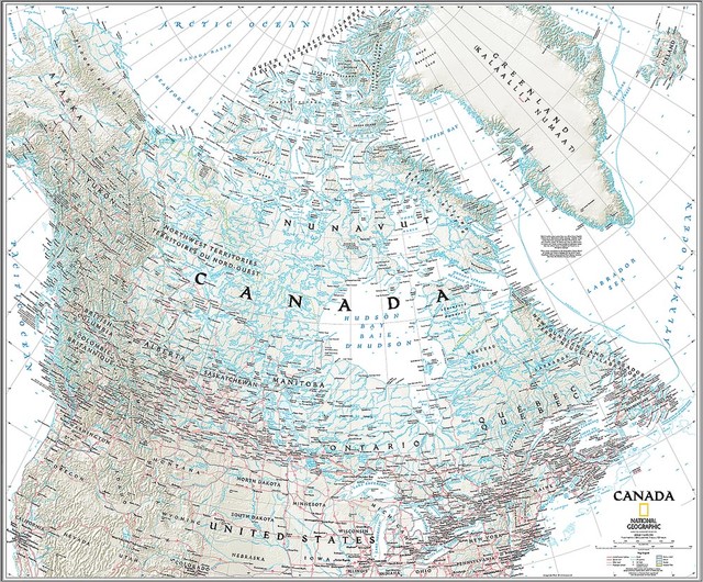 Classic Canada Map Wall Mural    Self Adhesive Wallpaper in Various
