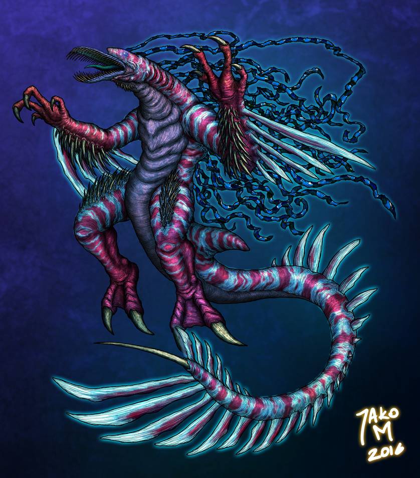 Kaiju Art Single Illustration With Simple Background By Jako M