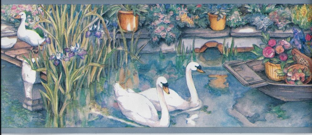 Picnic on Swan Lake Wallpaper Border eBay 1000x434