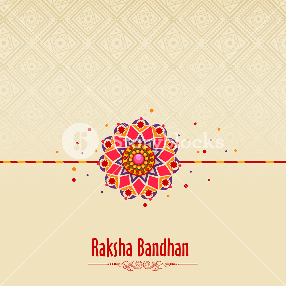 Beautiful Traditional Rakhi On Floral Design Decorated Background