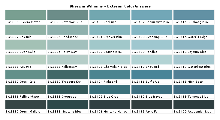 Sherwin Williams Car Paint Color Chart