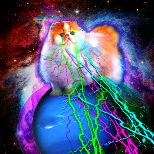 Trippy Cat Background In Space