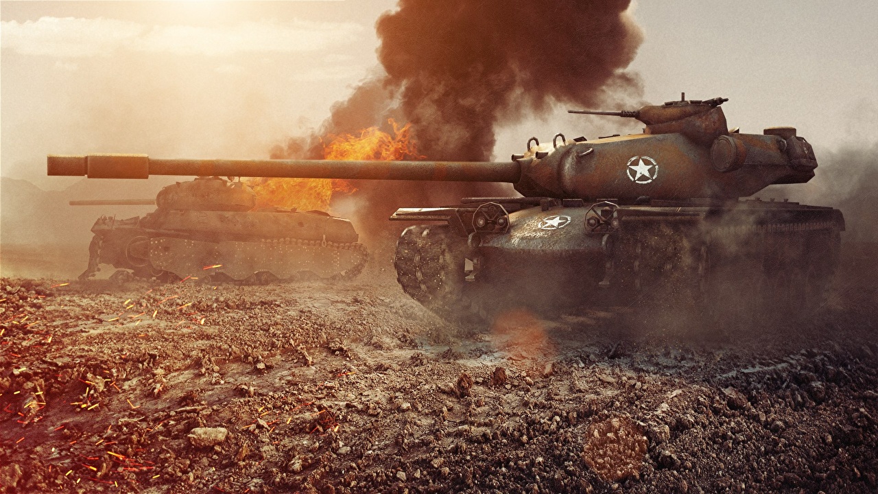 Desktop Wallpapers World of Tanks tank T110E5 3D Graphics vdeo game 1280x720