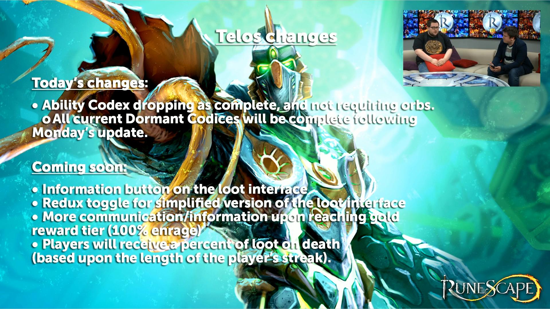 Telos Hotfix Going Live Today Taken From Stream Runescape
