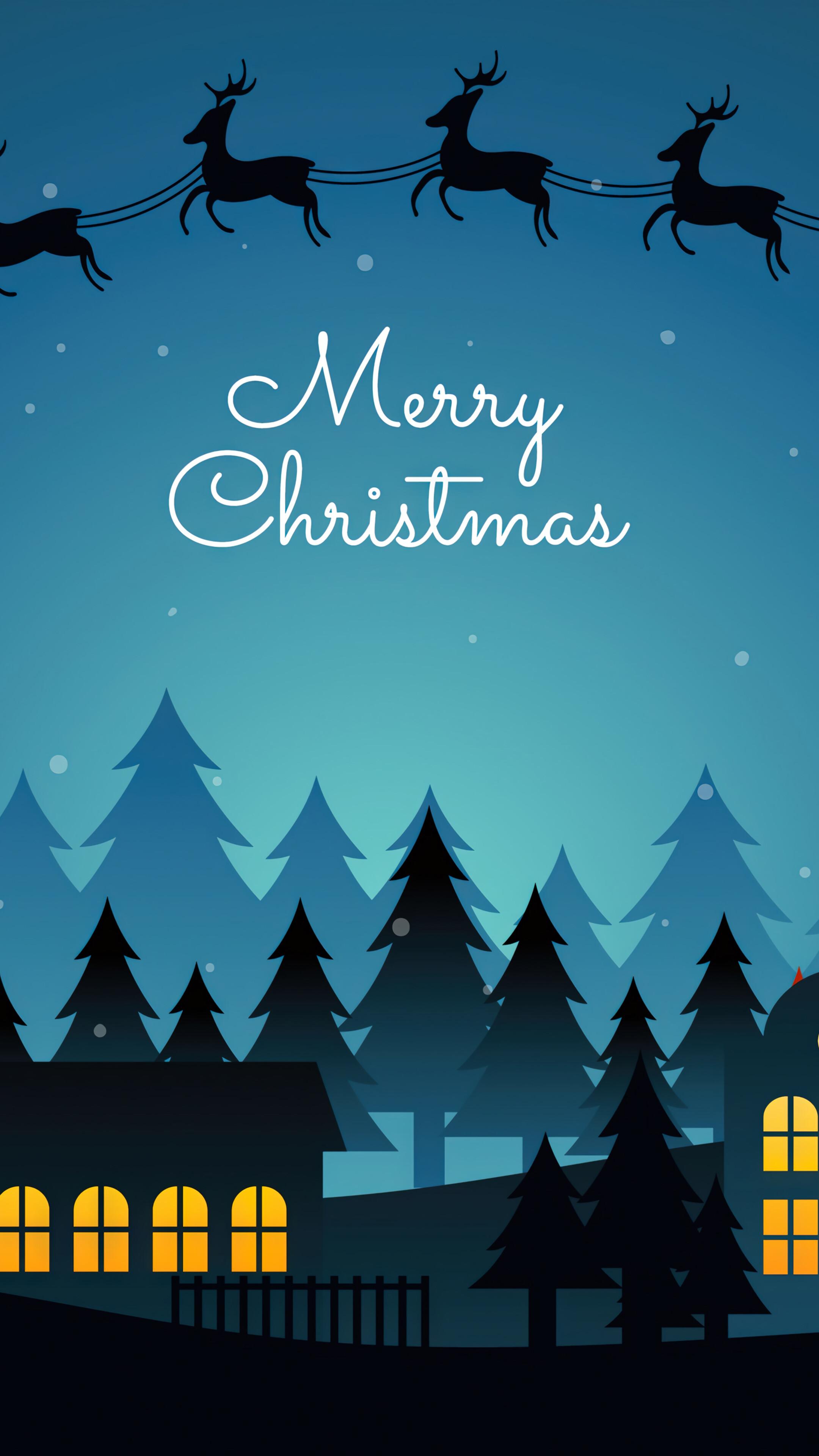 Merry Christmas Santa Claus Minimalist 4K Wallpaper iPhone HD