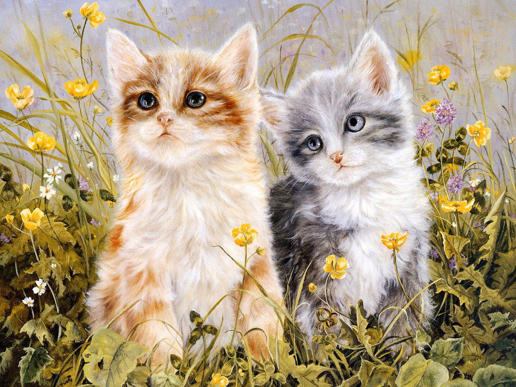 Spring Kittens Cats Wallpaper