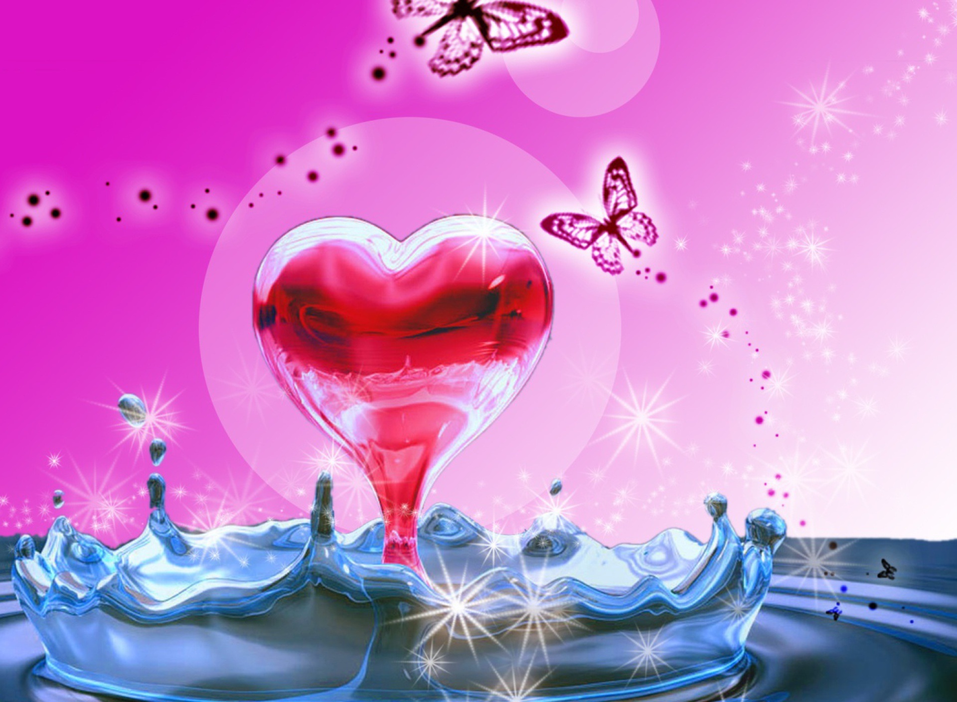  3D Heart In Water 1920x1408 wallpaper1920X1408 wallpaper screensaver