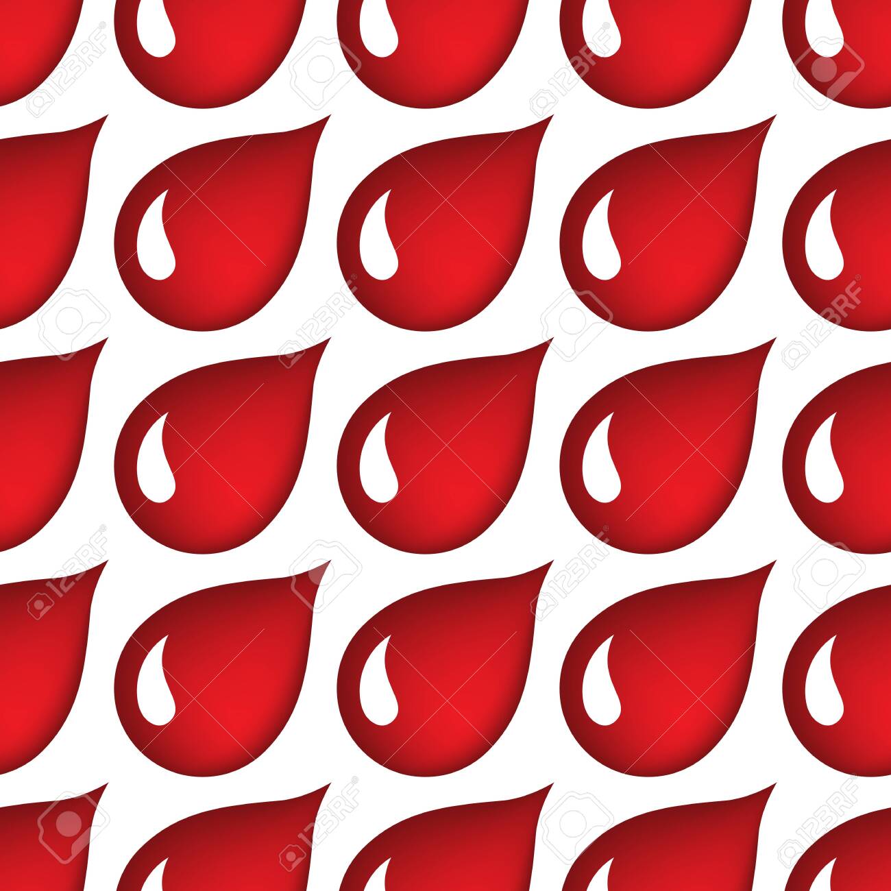 Red Blood Drops Seamless Pattern Or Bleeding Background Realistic