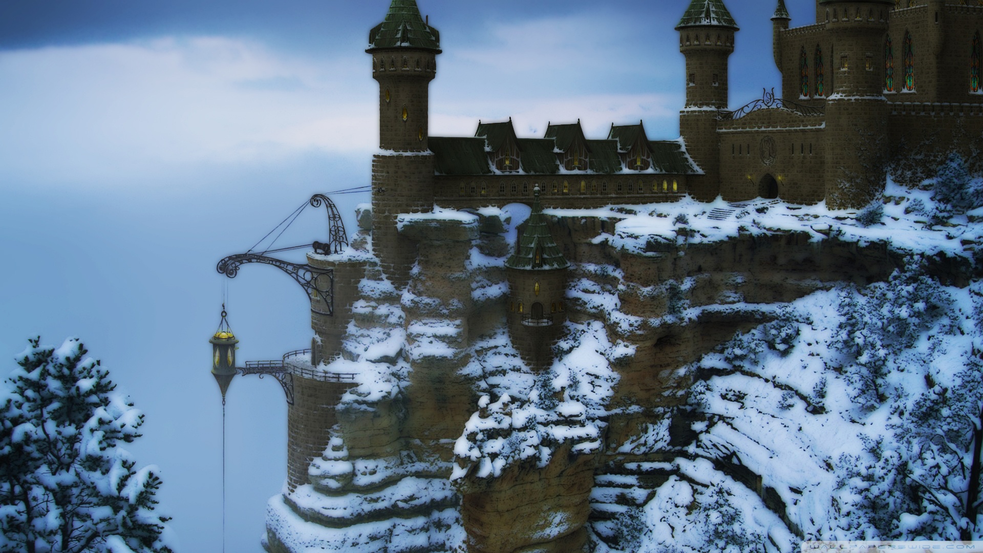 Castle Wallpaper Winter Mountain Image