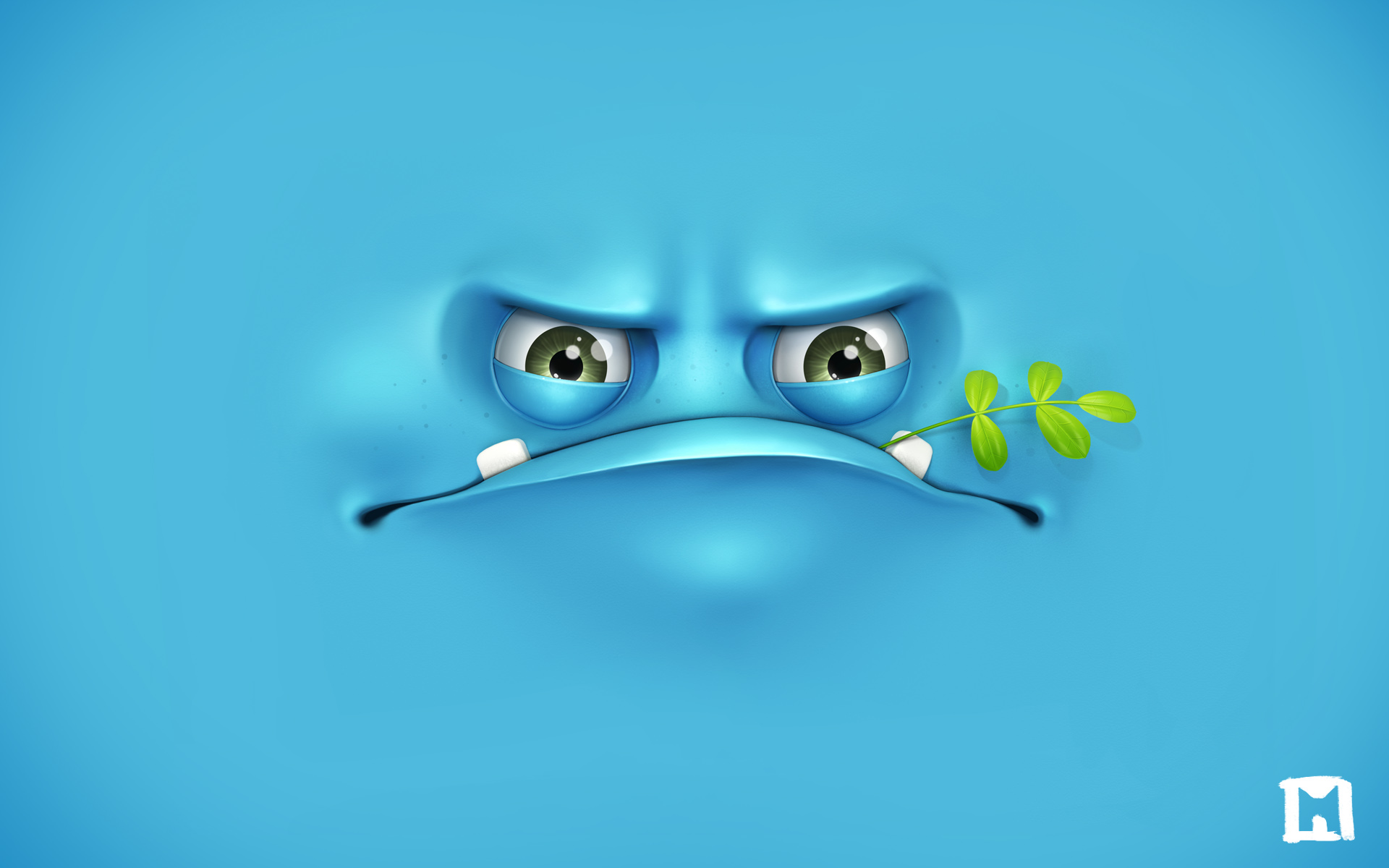 Angry Face Blue HD Wallpaper For Desktop