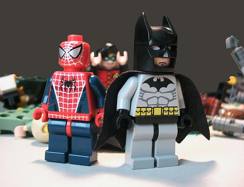 lego spiderman and batman by megasonicbros on
