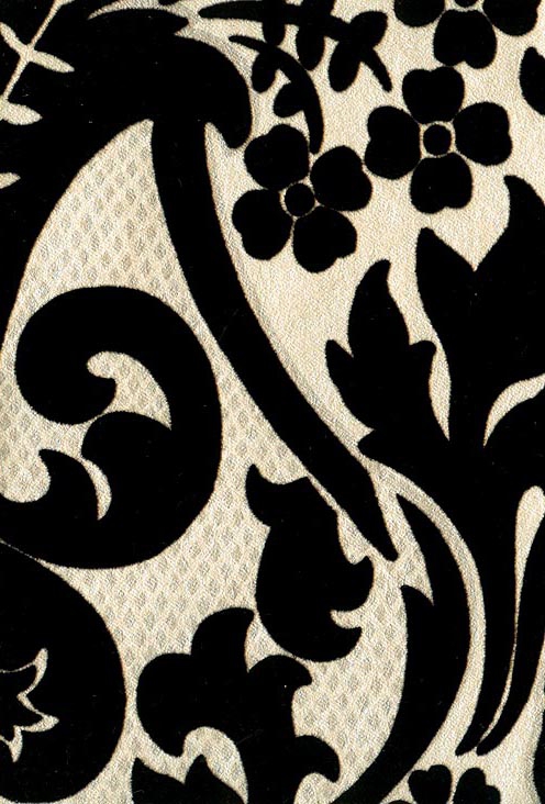 Eldridge Flock Wallpaper Opulent Damask Design In Black On A