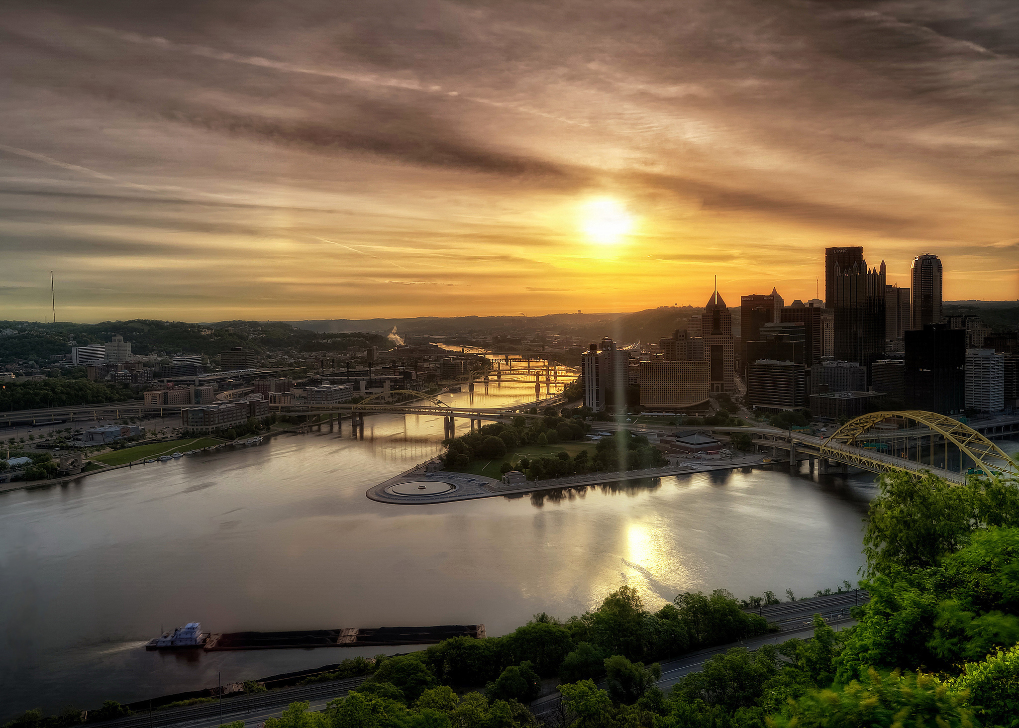 Pittsburgh Pennsylvania Usa Dawn Landscape River HDr Wallpaper