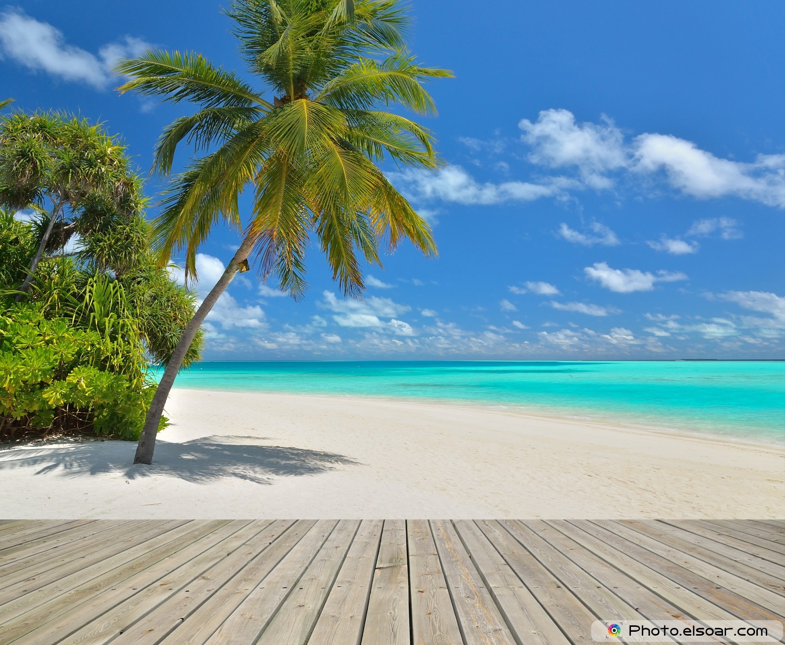 tropical beach hut wallpaper