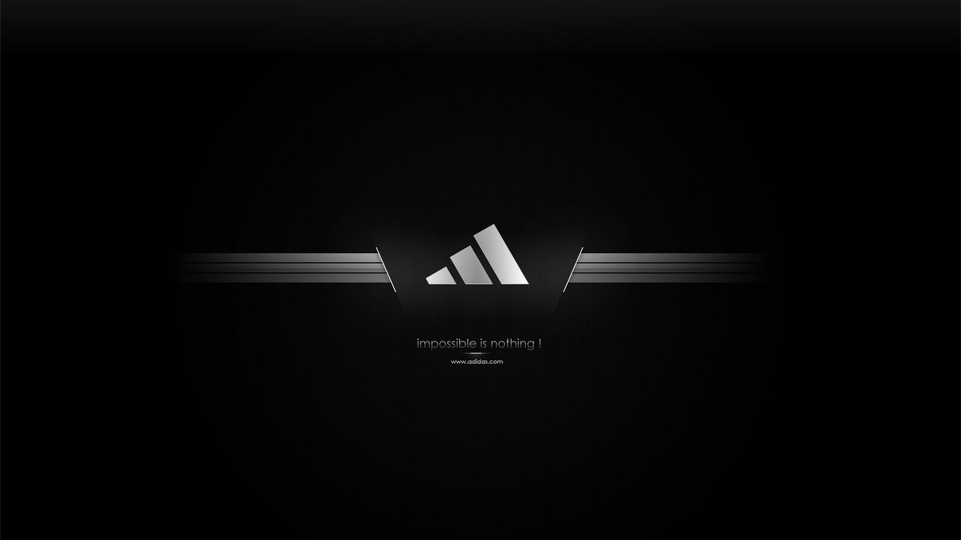 Sleek Adidas logo on a dark background with metallic accents, embodying the 'Impossible is Nothing' slogan