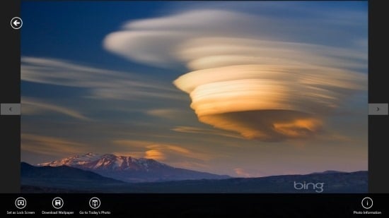 Get Bing Wallpaper Viewer for Windows 8 from here Also try out Bing 550x309