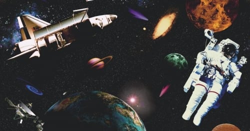 Astronauts in Space Wallpaper Border 500x262