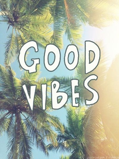 Good Vibes Text Sunny Paradise Palm Tree Trees Wallpaper Background