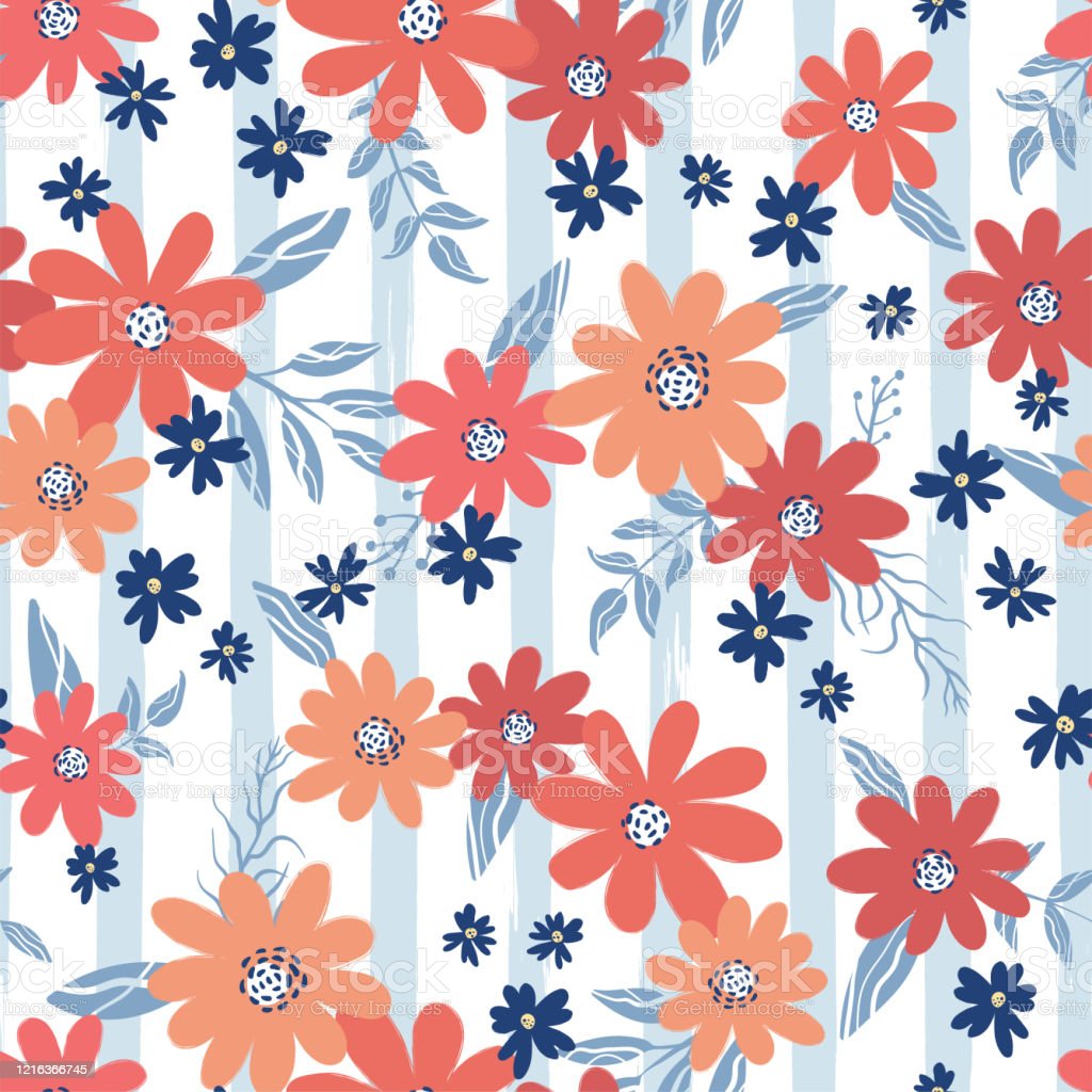 Cute Hand Drawn Floral Seamless Pattern Flower Background Great