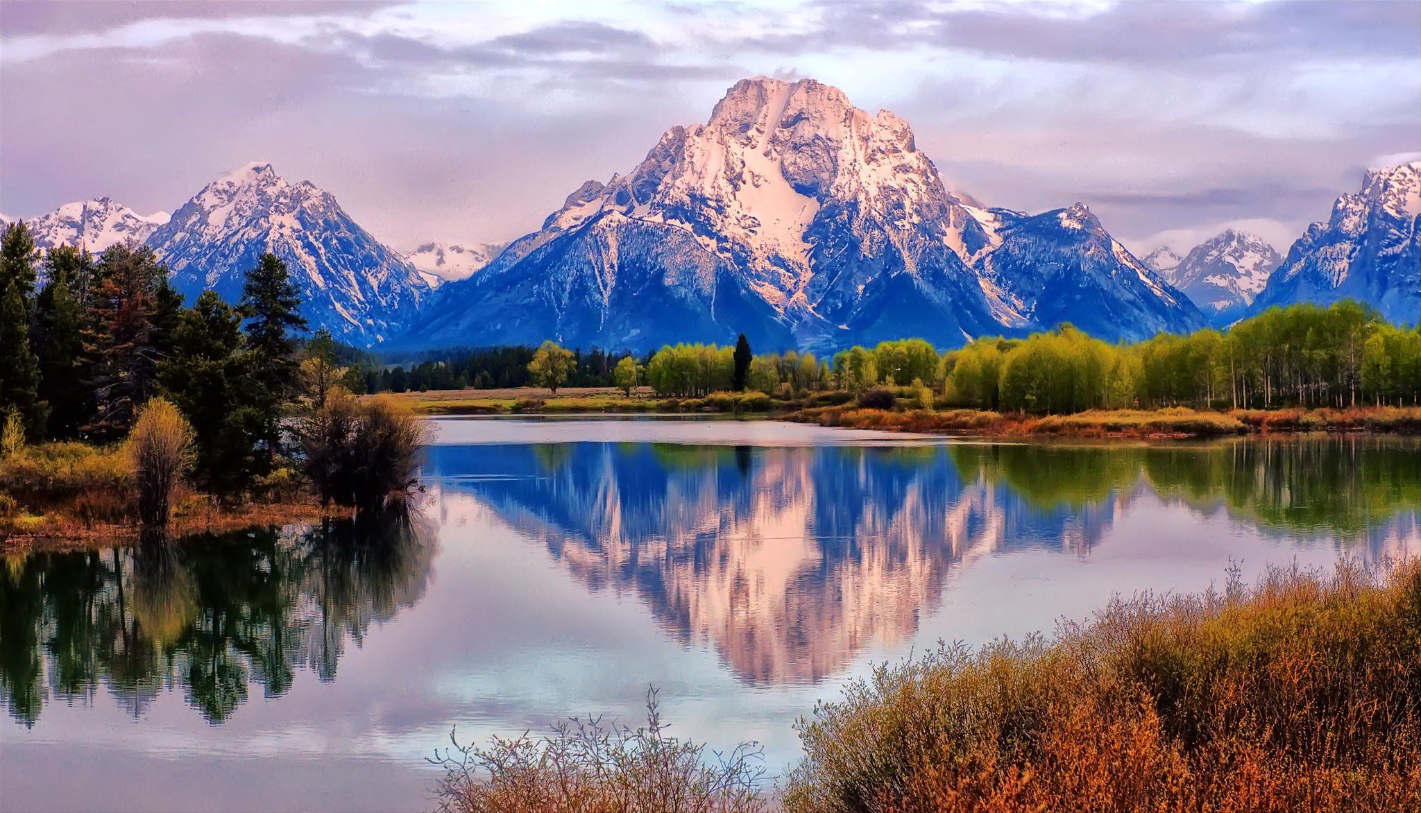 Landscape Nature Lake Mountains Fall Reflection Grand Teton Mount