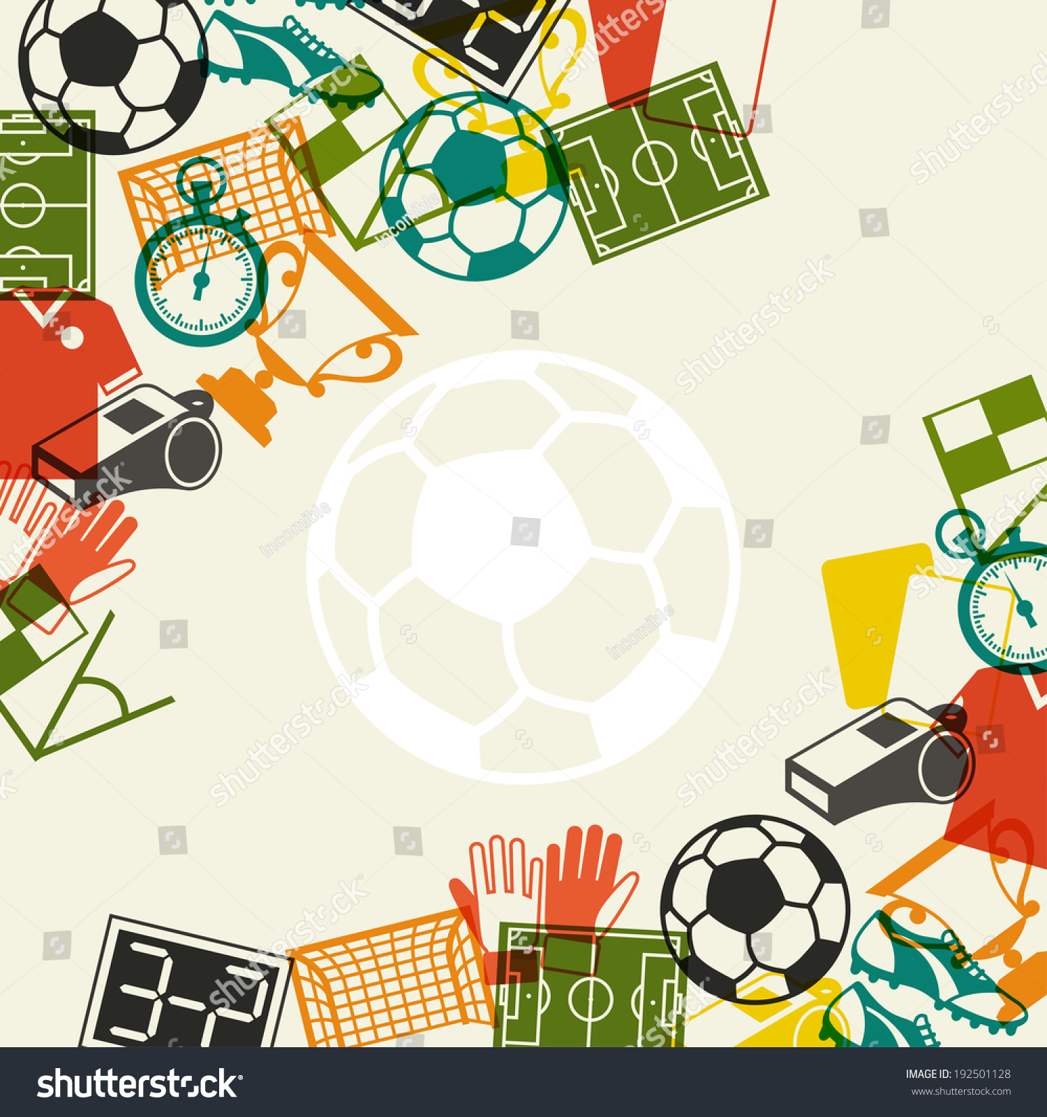 Sports Background With Soccer Football Flat Icons Stock