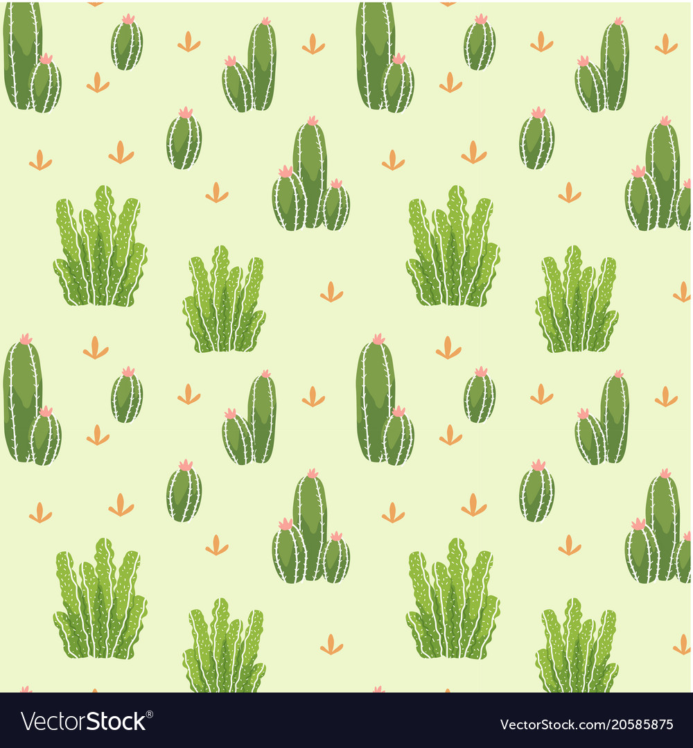 Botanicals Pattern Set Cactus Background Vector Image