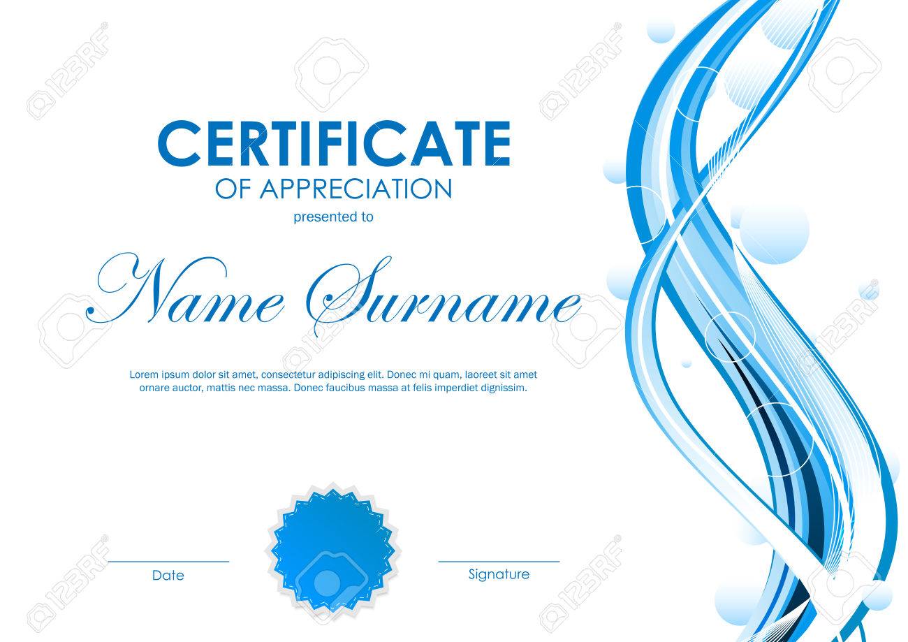 Certificate Of Appreciation Template With Blue Futuristic Dynamic